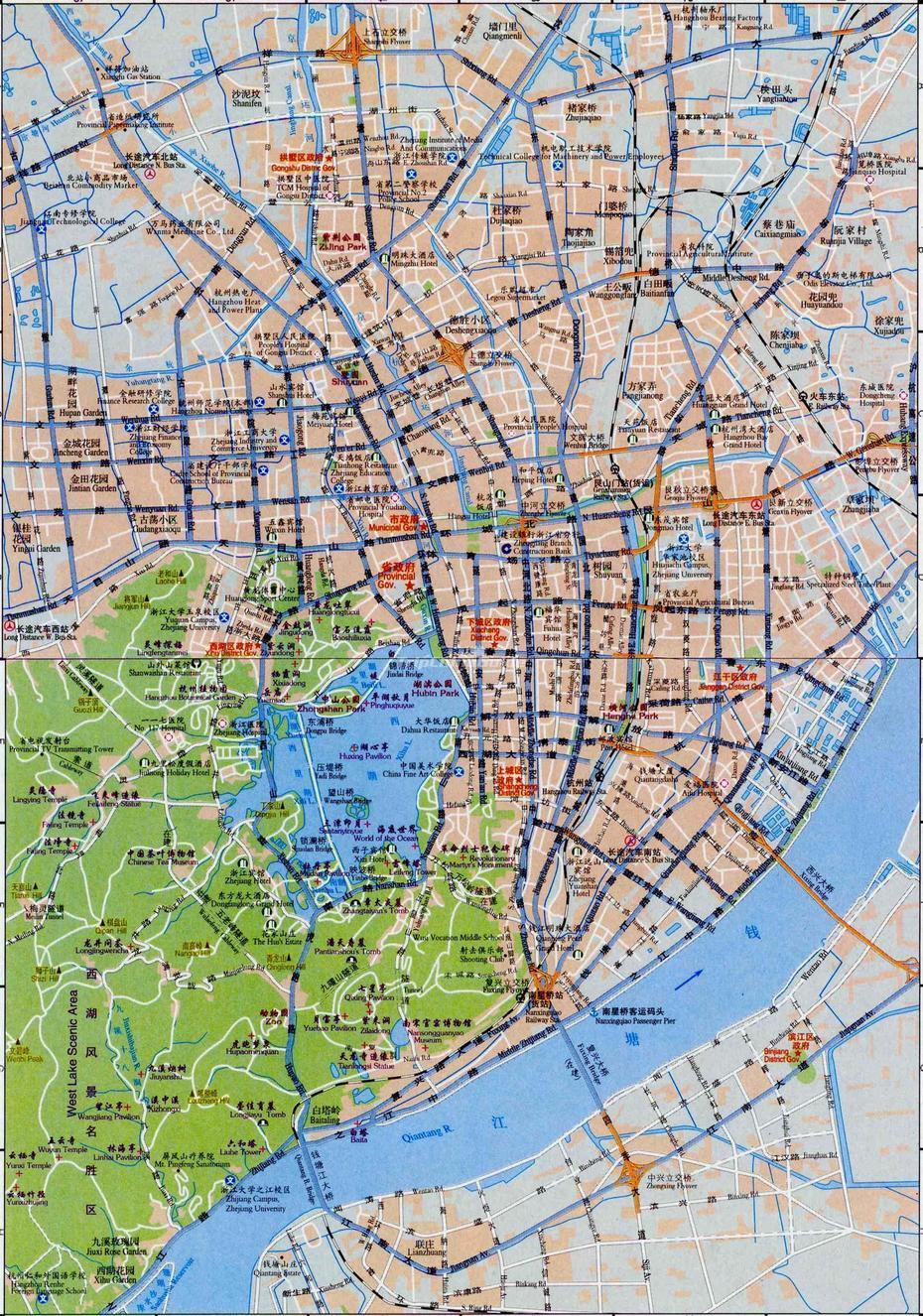 Map-Of-Hangzhou – Maps Of Hangzhou, Hongzhai, China, Hangzhou City, Hangzhou Tourist