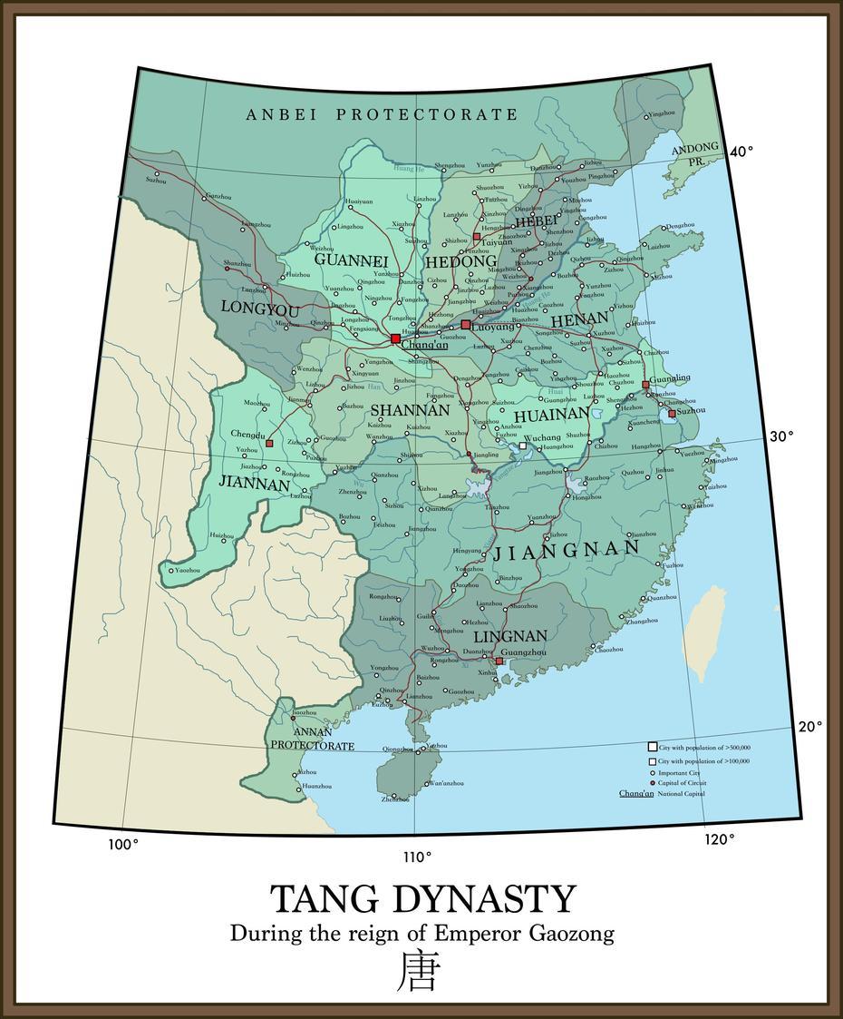 Map Of The Tang Dynasty In The Year 680 : Mapmaking, Wangtang, China, Tang Dynasty Silk Road, Dinasti Tang