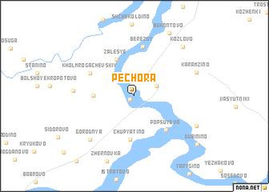 Pechora (Russia) Map – Nona, Pechora, Russia, Pechora Sea, Pechora River