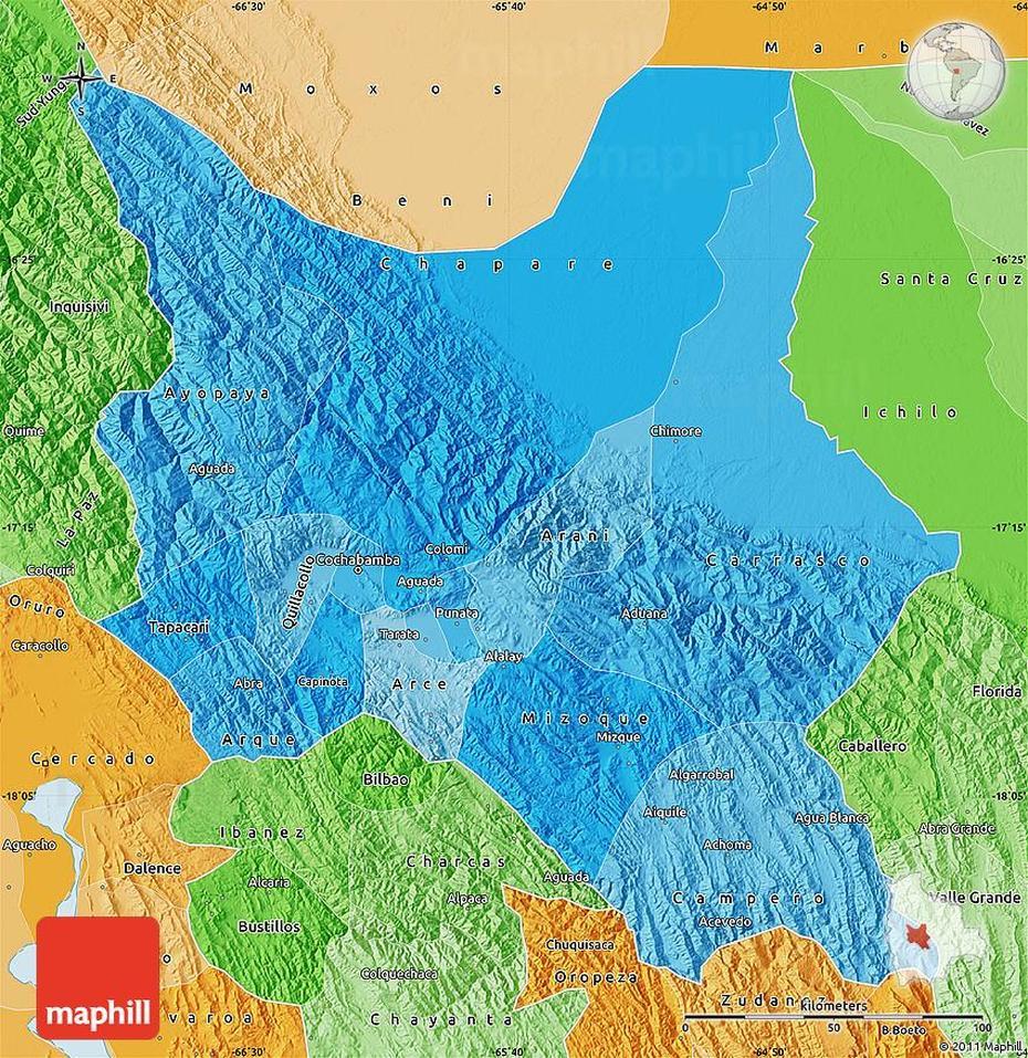 Political Shades Map Of Cochabamba, Cochabamba, Bolivia, Blank  Of Bolivia, La Paz Bolivia