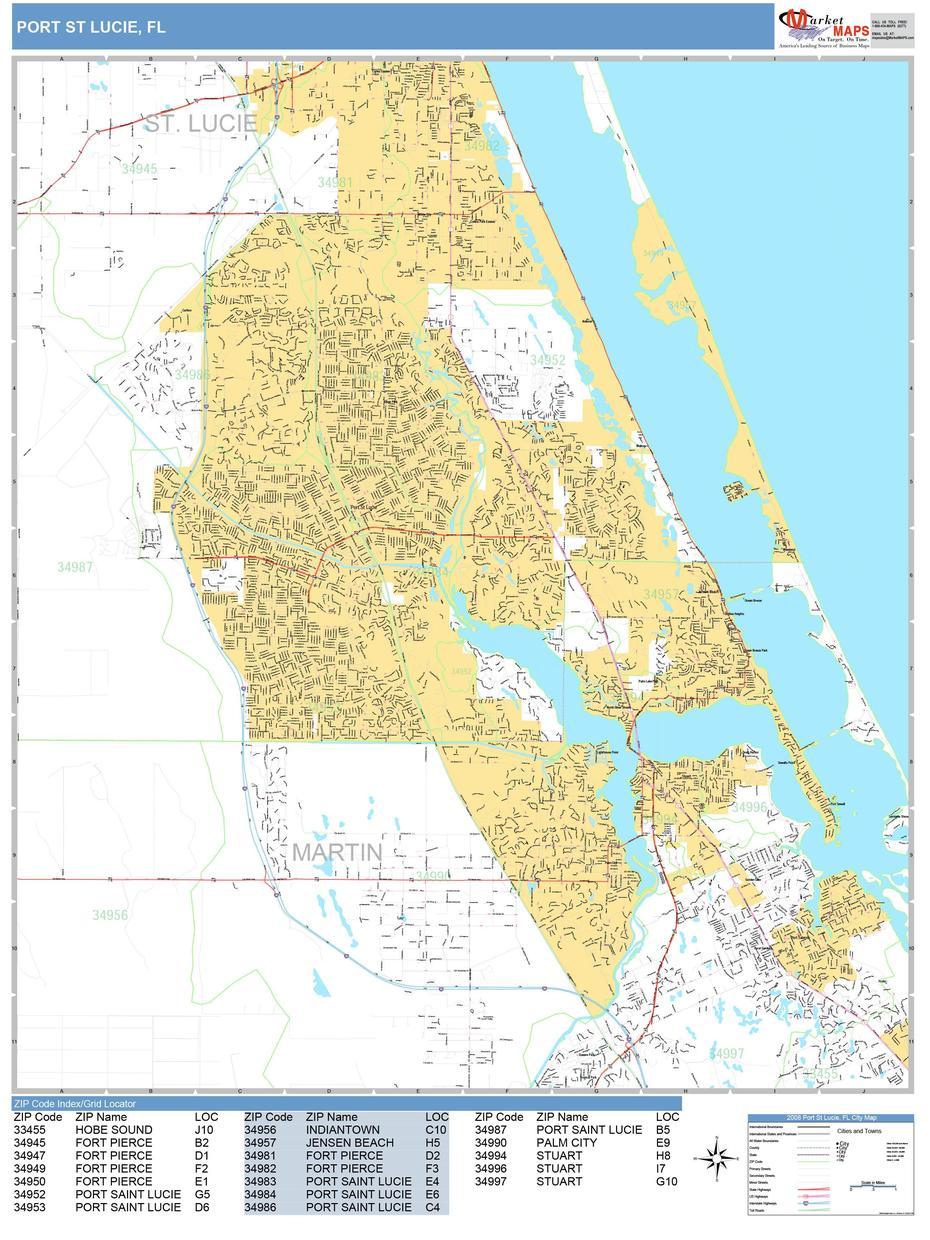 Port St. Lucie Florida Wall Map (Basic Style) By Marketmaps, Port St. Lucie, United States, Port Saint Lucie Fl, Port St. Lucie County