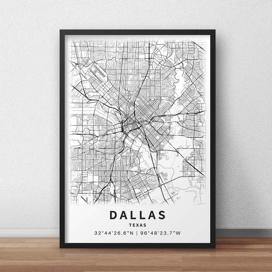 Printable Map Of Dallas Tx Texas United States With Street | Etsy, Dallas, United States, Google  United States, United States  White