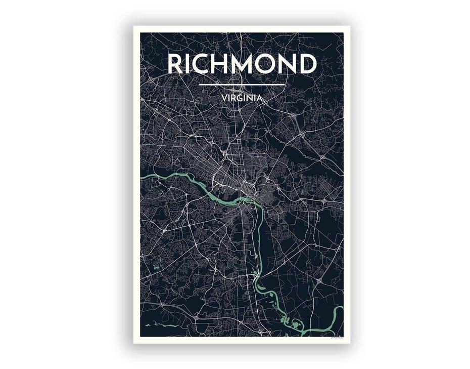 Richmond United States City Map Print // Modern Minimalist | Etsy, Richmond, United States, Civil War  1863, West Virginia State