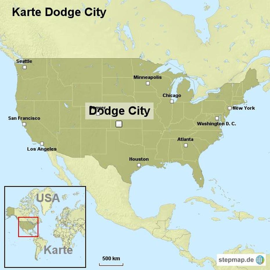 The States, United States City  Usa, Karte Dodge, Dodge City, United States