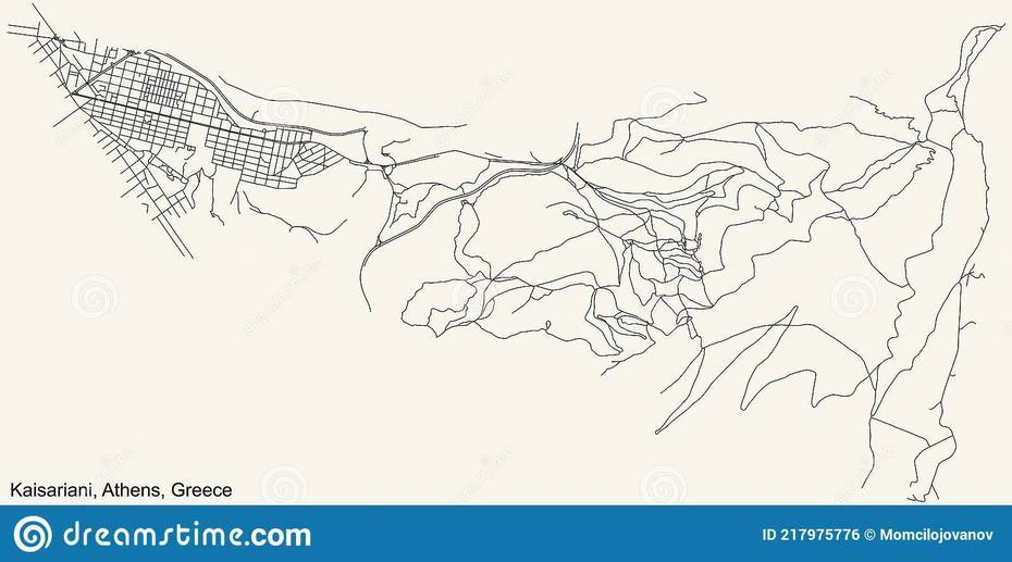 Street Roads Map Of The Kaisariani Municipality Of Athens, Greece Stock …, Kaisarianí, Greece, Athens Ancient Greece, Of Greece And Islands