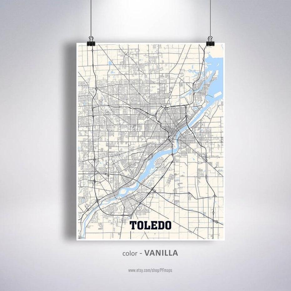 Toledo Map Print Toledo City Map Ohio Oh Usa Map Poster – Etsy, Toledo, United States, United States Travel, United States  Large Wall