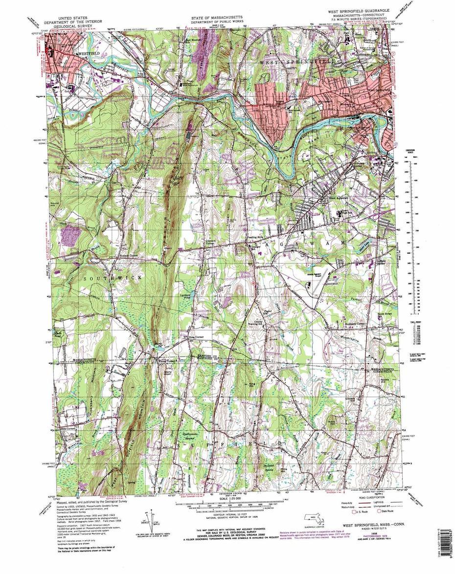 West Springfield Topographic Map, Ma, Ct – Usgs Topo Quad 42072A6, West Springfield, United States, Northwest United States, West Coast  Usa States