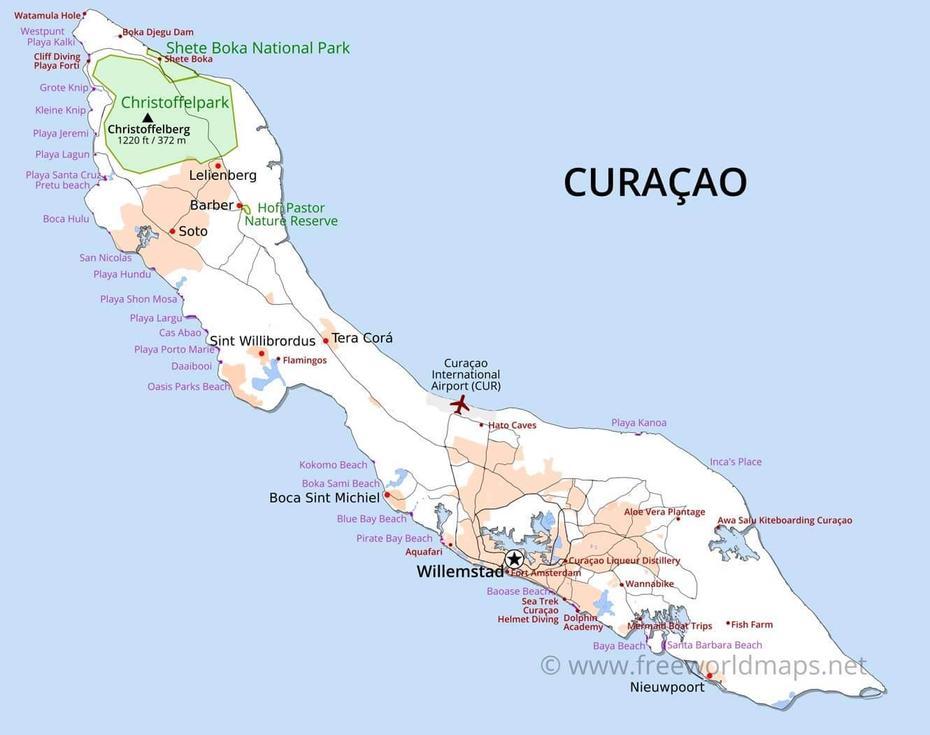 Curacao Map; Geographical Features Of Curacao Of The Caribbean …, Curaçá, Brazil, Caracas-Venezuela  City, Hilton  Curacao