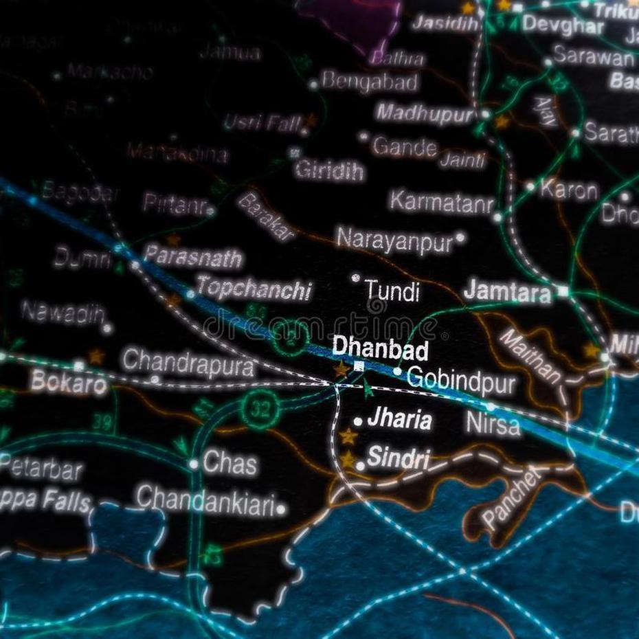 Dhanbad City Name Displayed On Geographic Map In India Stock Photo …, Dhanbād, India, Dhanbad  City, Dhanbad  Jharkhand