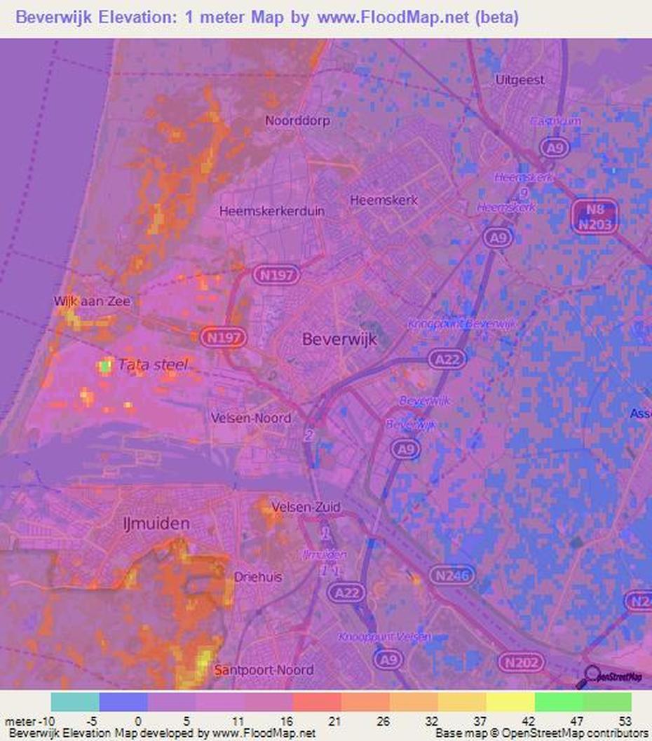 Elevation Of Beverwijk,Netherlands Elevation Map, Topography, Contour, Beverwijk, Netherlands, Heemskerk, Beverwijk Huizen