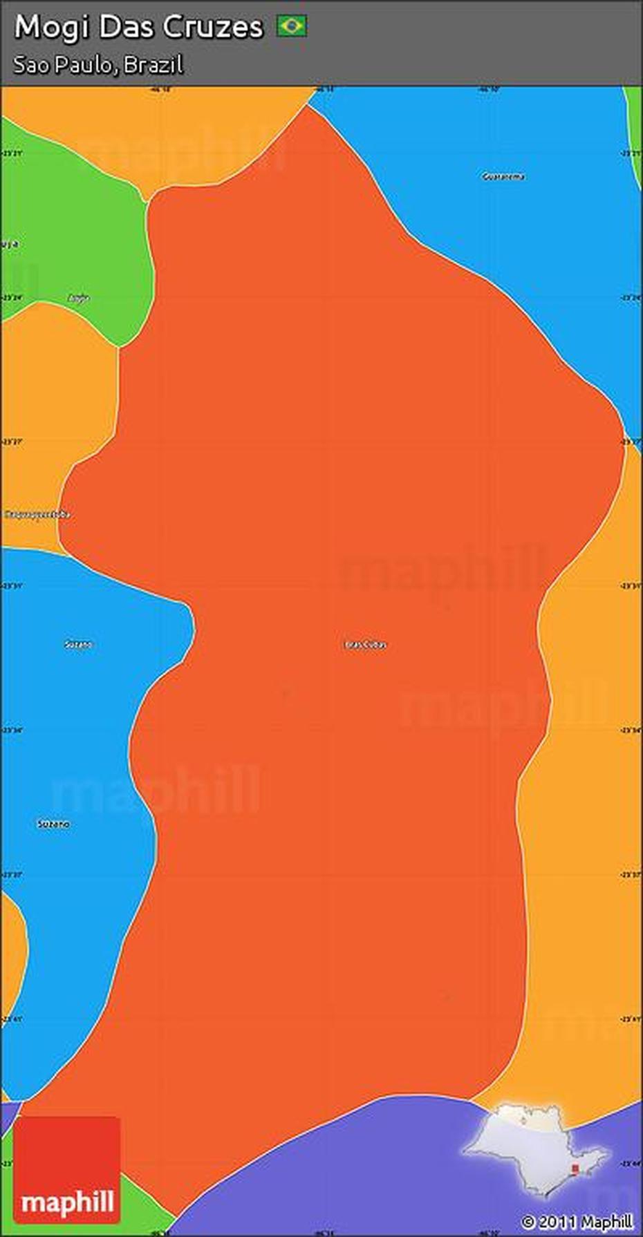 Free Political Simple Map Of Mogi Das Cruzes, Mogi Das Cruzes, Brazil, Guaruja Brazil, Sao Paulo  Satellite