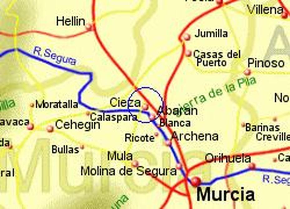 Map Of The Cieza Area, Fully Zoomed In, Cieza, Spain, Medieval Castles In Spain, Murcia  People