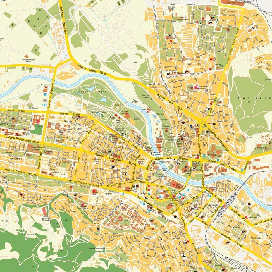 Map Skopje, Skopje, Macedonia. Maps And Directions At Hot-Map., Skopje, Macedonia, Ohrid Macedonia, Macedonia Country