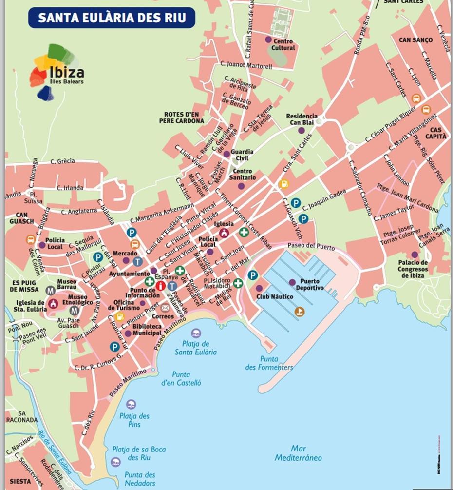 Mapa De Santa Eulalia Centro  Ibizaspain.Es  Guia Y Blog De Ibiza, Santa Eulalia Del Río, Spain, Saint Eulalia Ibiza, Del Rio Restaurant
