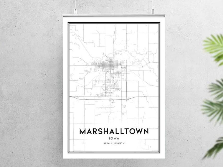 Marshalltown Map Print Marshalltown Map Poster Wall Art Ia | Etsy, Marshalltown, United States, Of Iowa Showing Marshalltown, Marshall County Iowa