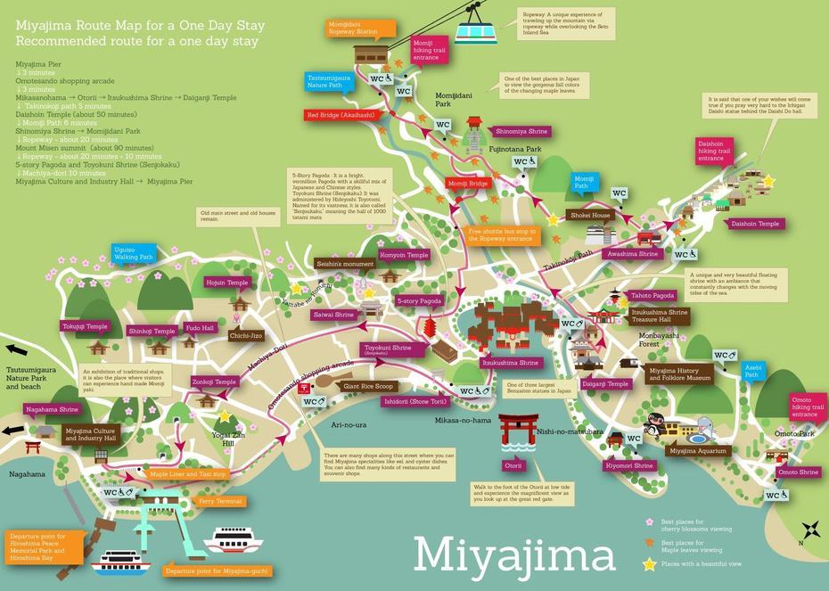 Miyajima Sightseeing Map, Miyajima, Japan, Miyajima Ropeway, Miyajima Hiroshima