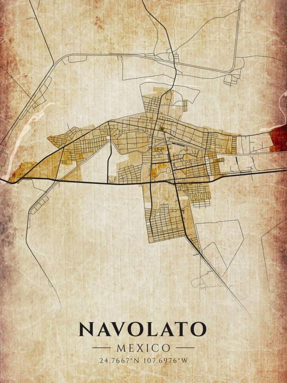 Navolato Vintage Map Poster – Winter Museo, Navolato, Mexico, Black Mata Ortiz  Pottery, World  With Mexico