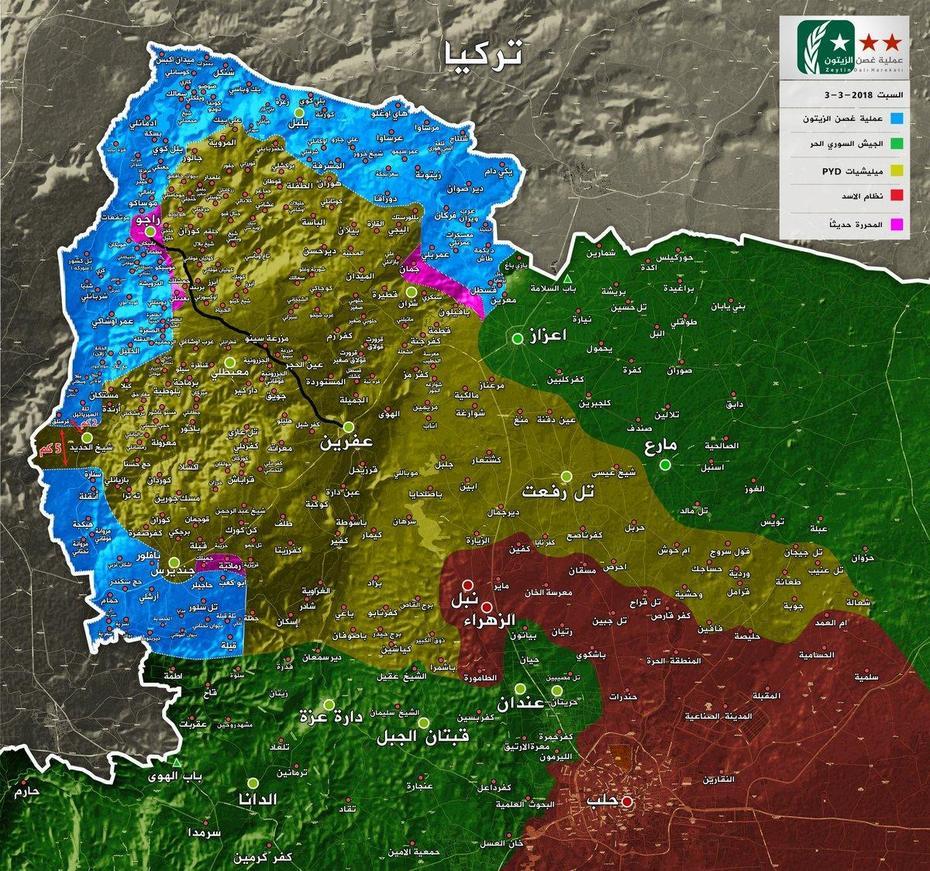 The Official Map Shows The Latest Situation In Afrin Of The Biggest …, ‘Afrīn, Syria, Syria Kurdistan, Kurds Syria