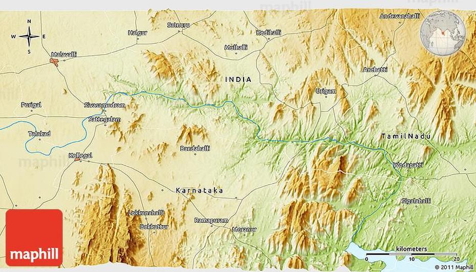 Physical 3D Map Of Malavalli, Malavalli, India, Karnataka India, Lohagad  Fort