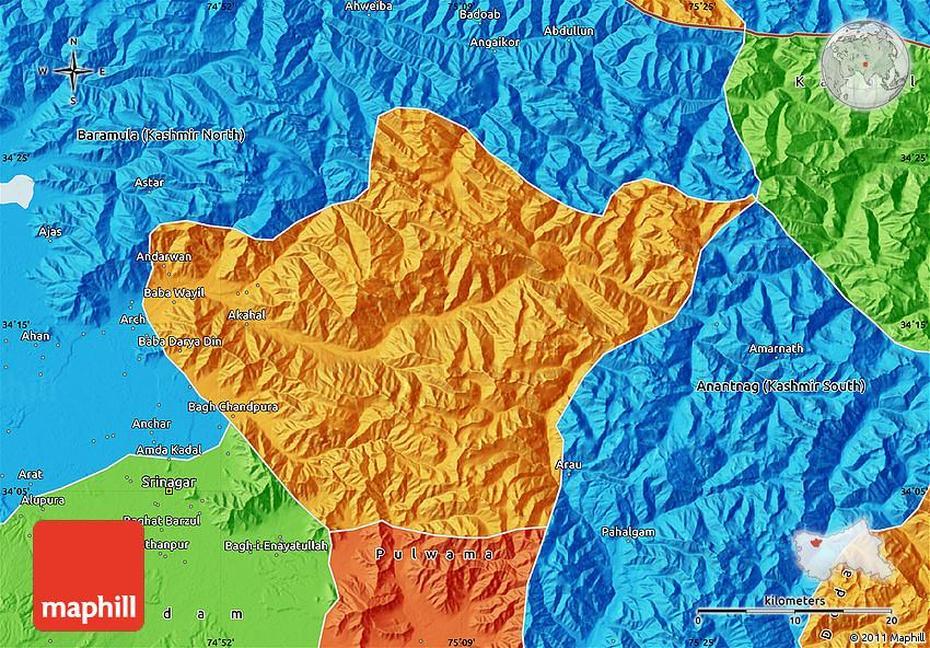 Political Map Of Srinagar, Srīnagar, India, Kashmir  Google, India- Pakistan Kashmir