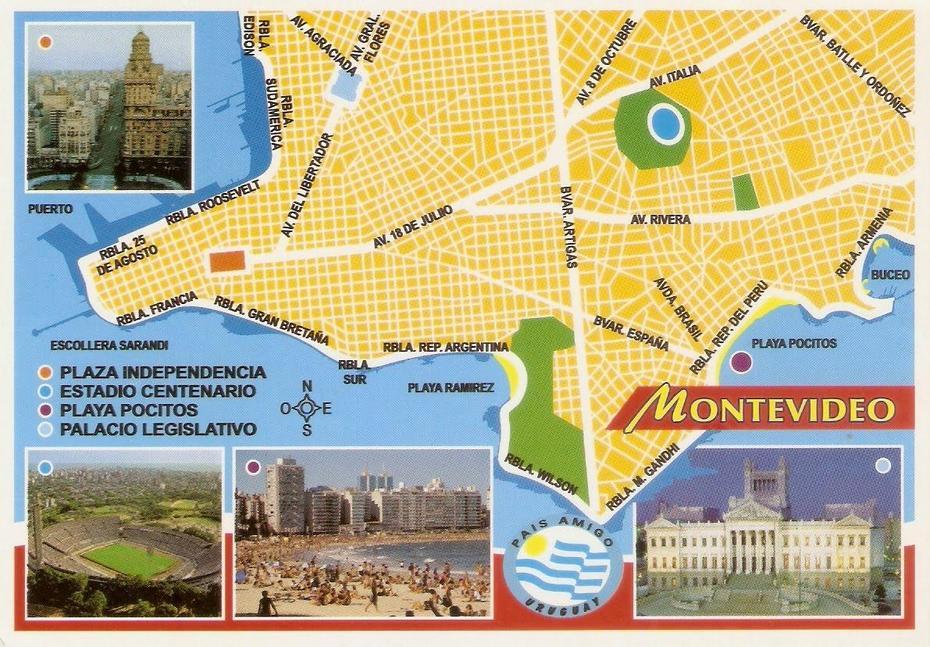 Postcard A La Carte: Uruguay – Capital Map Of Montevideo, Montevideo, Uruguay, A De Montevideo Uruguay, Montevideo Port