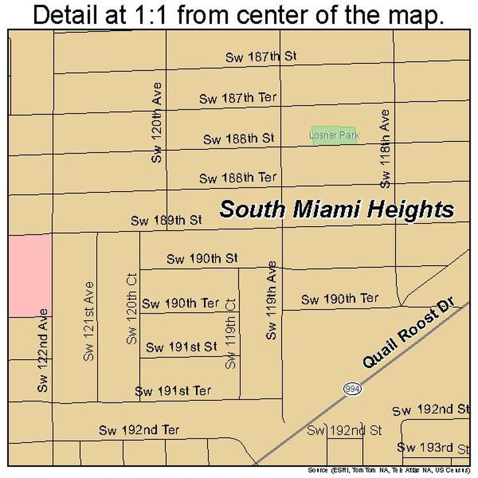 South Miami Heights Florida Street Map 1267575, South Miami Heights, United States, United States And Hawaii, United States  Large Wall