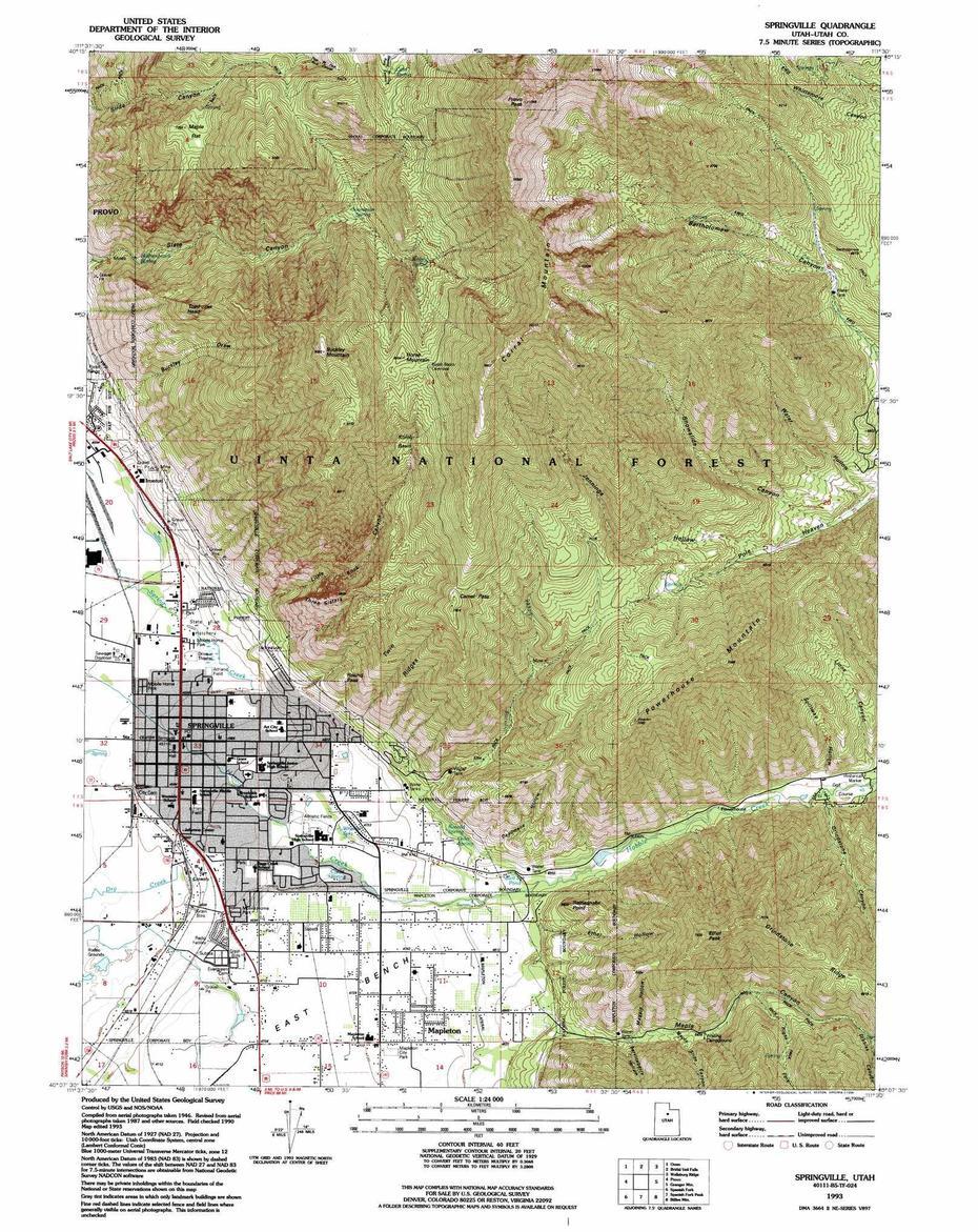 Springville California, Springville City Zoning, Usgs Topo, Springville, United States