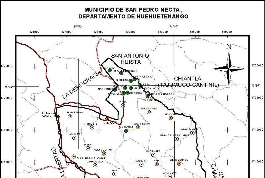 Topographic  Guatemala, Guatemala Santa Rosa, Pedro Necta, San Pedro Necta, Guatemala