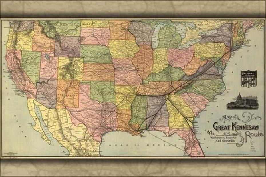 24X36 Poster Map Of Great Kennesaw Railroad United States, Kennesaw, United States, Kennesaw Campus, Ksu  Kennesaw