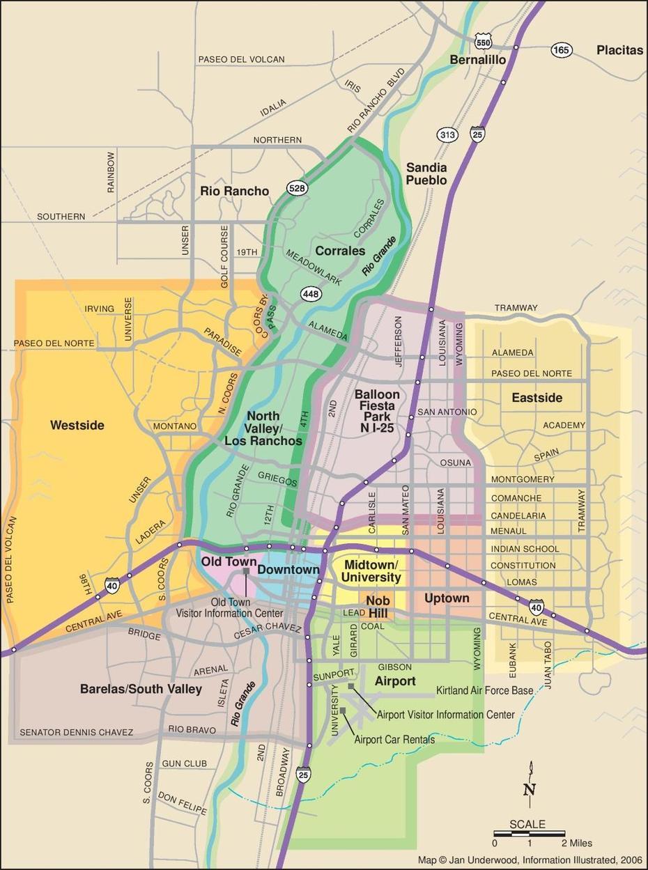 Albuquerque Neighborhoods Map, Albuquerque, United States, United States  Simple, Cool United States