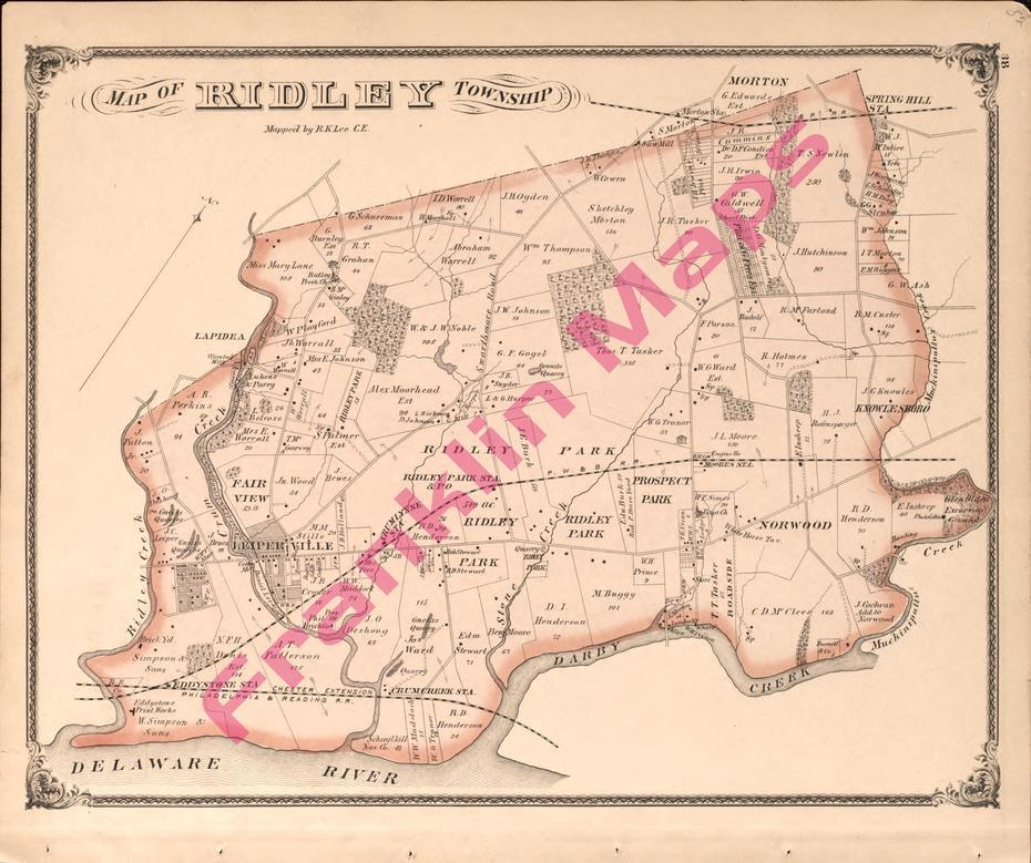B”Andys Antique Maps -1875 Delaware County”, Ridley, United States, Big United States, United States  For Children