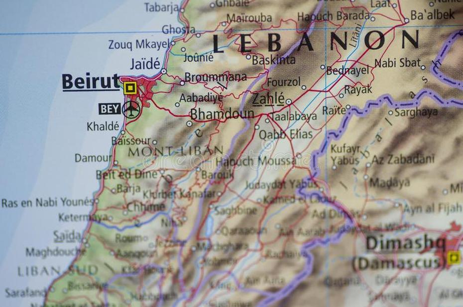 Beirut Lebanon Map Stock Image. Image Of Asia, Syria – 21200231, Jbaïl, Lebanon, Jabal Al Arbaeen, Jabal Lubnan