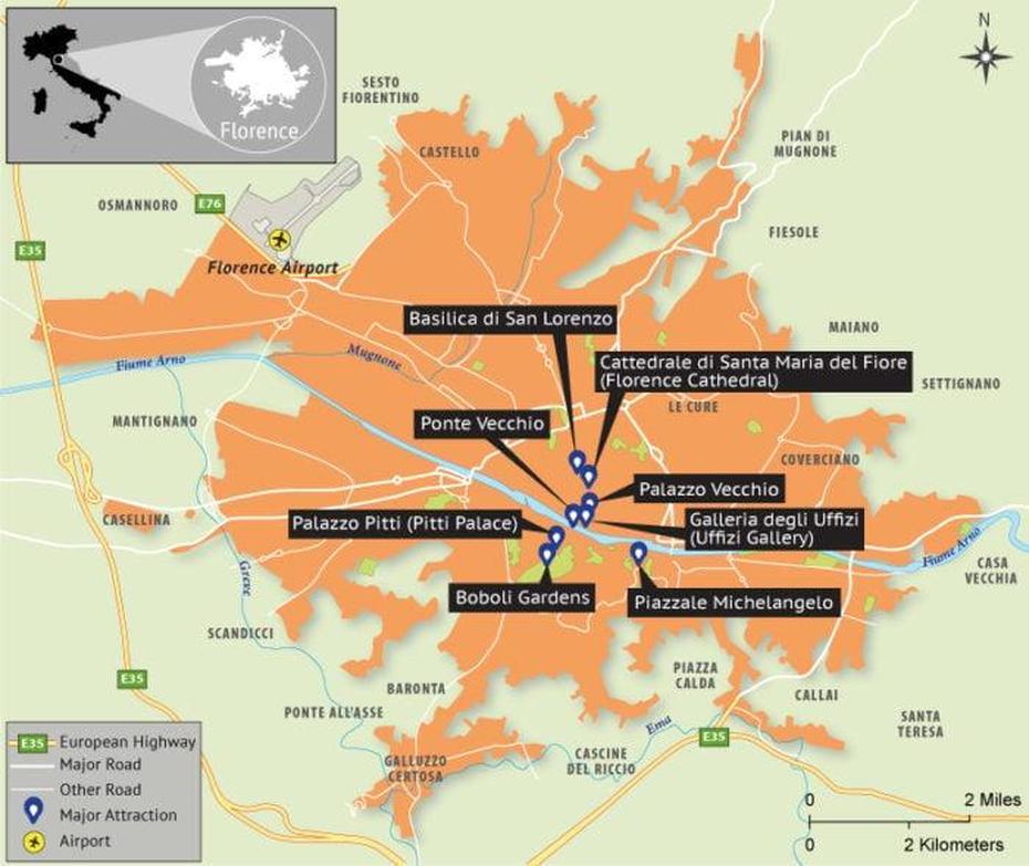 Map Depicting Florence Tourist Attractions – Answers, Florence, United States, Florence Federal Prison, Usp Florence