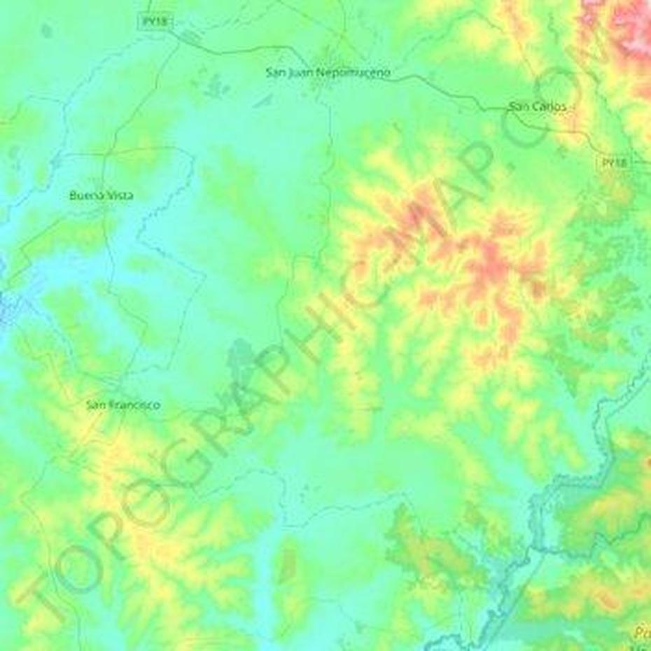 Mapa Topografico San Juan Nepomuceno, Altitud, Relieve, San Juan Nepomuceno, Colombia, Juan Nepomuceno Guerra, San Juanito