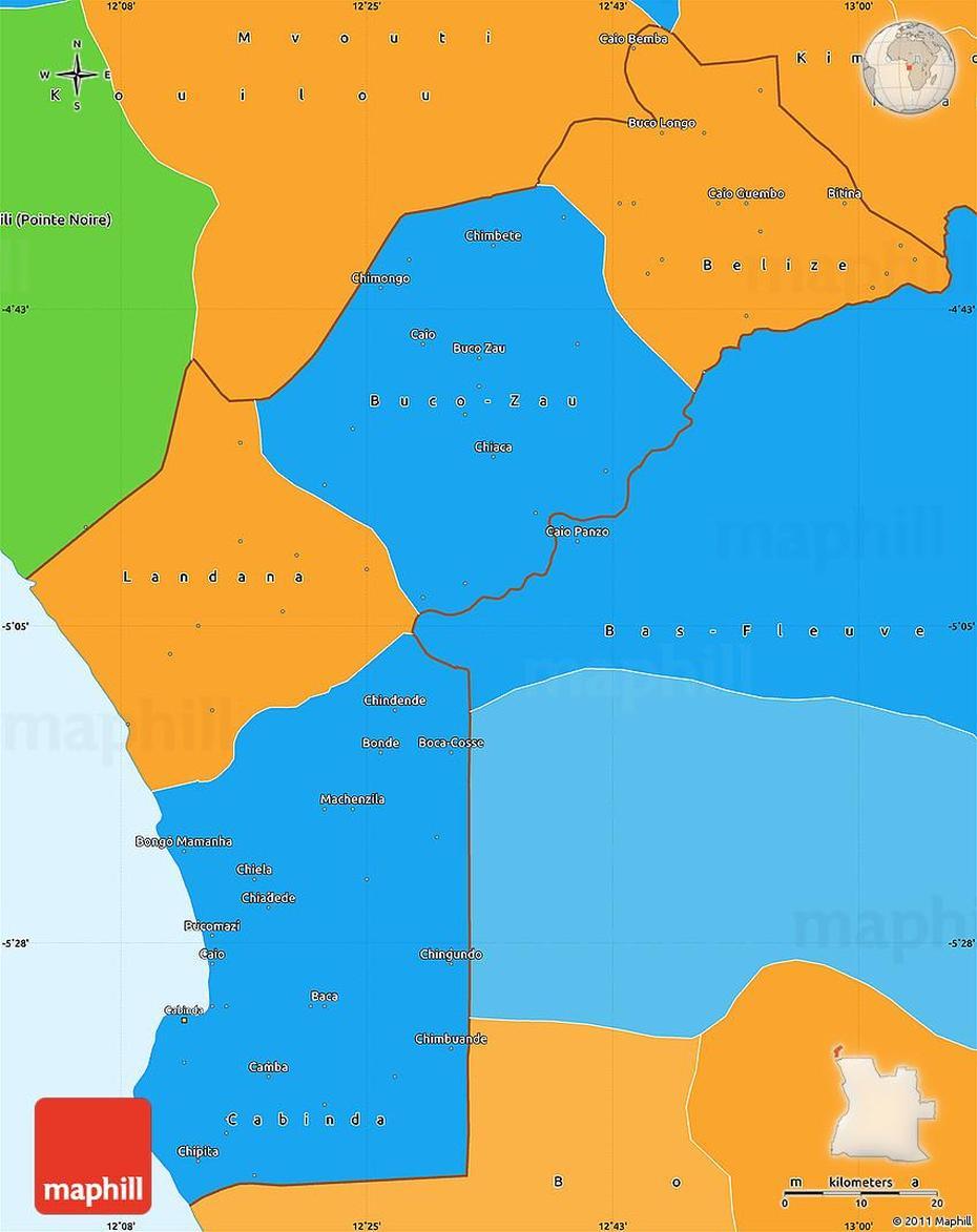 Political Simple Map Of Cabinda, Cabinda, Angola, Cabinda Flag, Angola Political