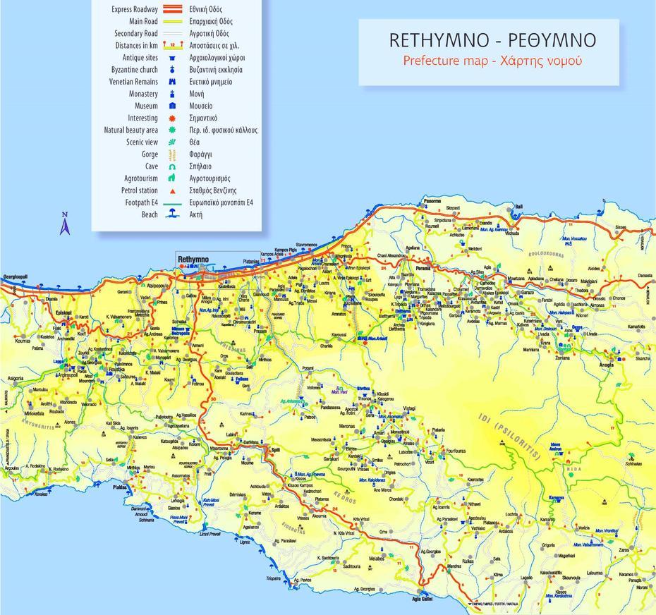 Rethymno Area Map, Réthymno, Greece, Rethymnon Crete Greece, Rethymno  Hotels