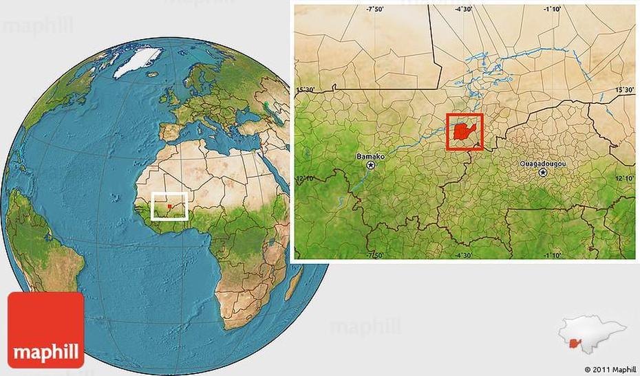 Satellite Location Map Of Djenne, Djenné, Mali, Djenne  Mosque, Mopti Mali