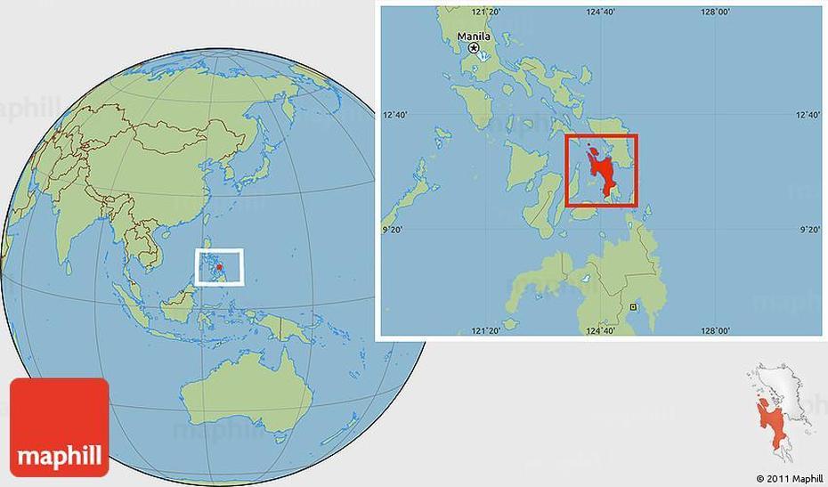 Savanna Style Location Map Of Leyte, Leyte, Philippines, Leyte Province, Leyte Gulf Location