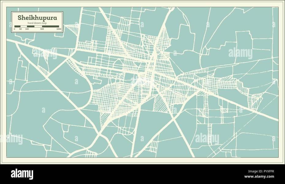 Sheikhupura Pakistan City Map In Retro Style. Outline Map. Vector …, Shekhupura, Pakistan, Farooqabad, Hiran  Minar