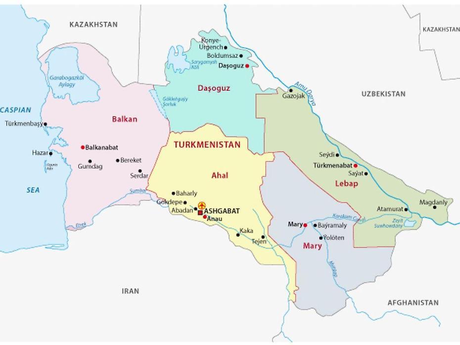 Soviet Turkmenistan, Of Turkmenistan And Surrounding Countries, World Atlas, Türkmenabat, Turkmenistan