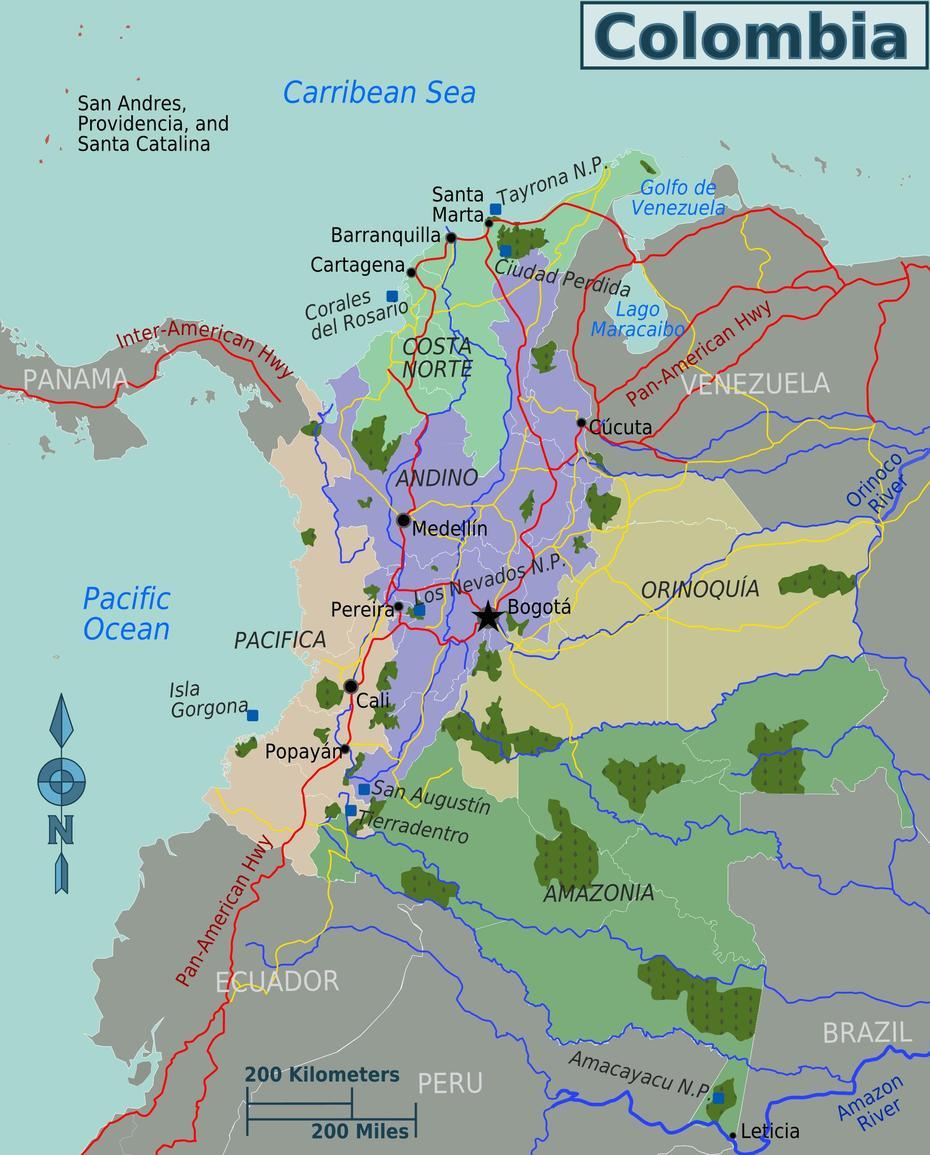 Colombia Regions Map – Mapsof, Túquerres, Colombia, Laguna  Verde, Caracal  Salto