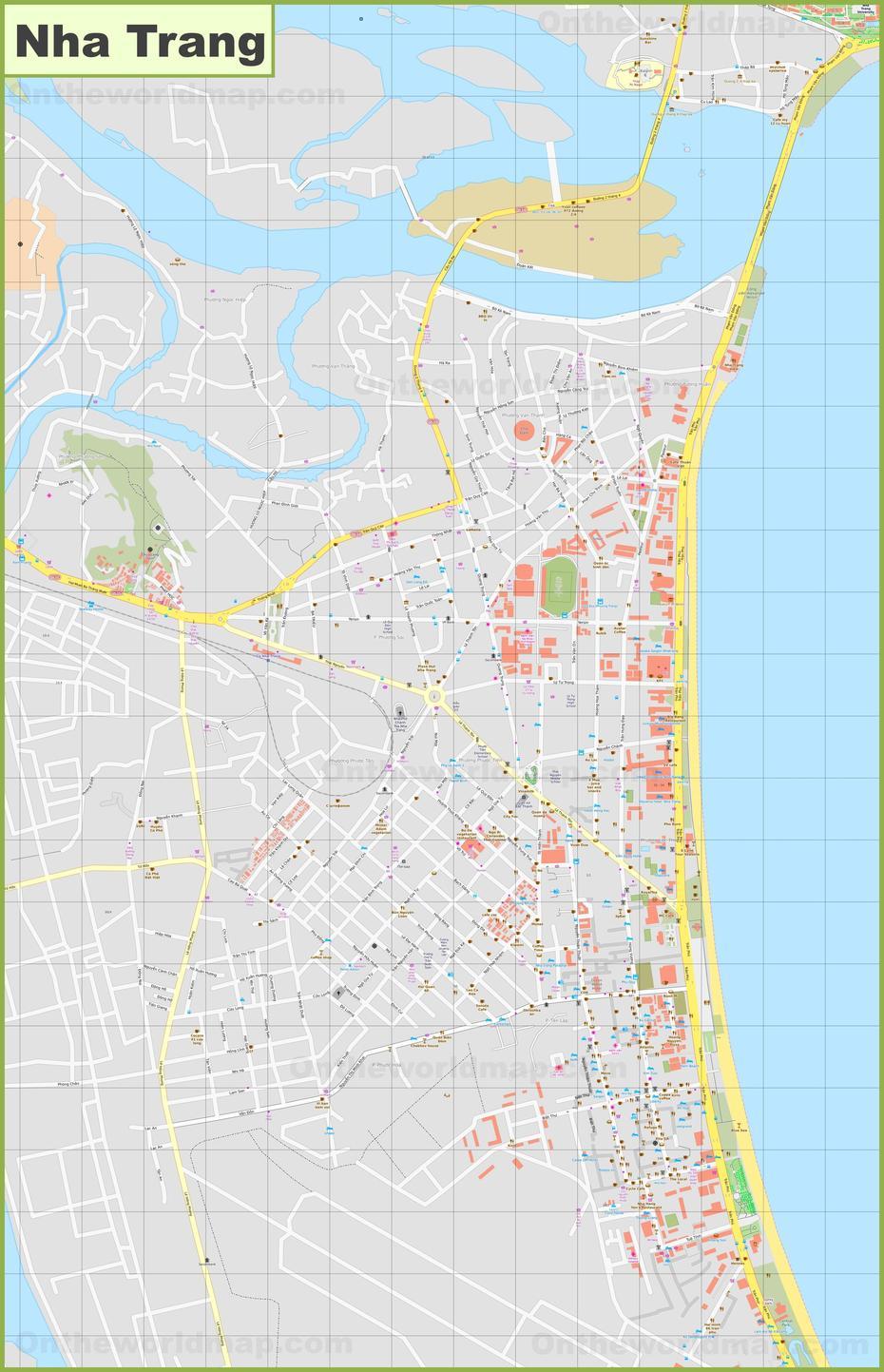 Large Detailed Map Of Nha Trang, Nha Trang, Vietnam, Vinpearl Vietnam, Mui Ne Vietnam