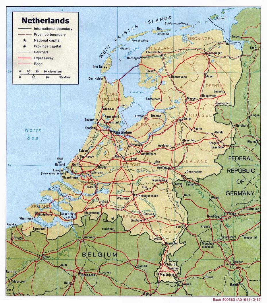 Large Political And Administrative Map Of Netherlands With Relief …, Teijlingen, Netherlands, Netherlands Train, Netherlands On  Of World