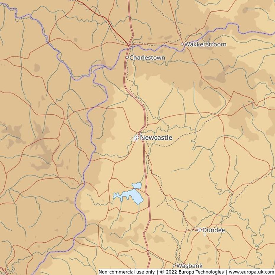 Map Of Newcastle, South Africa | Global 1000 Atlas, Newcastle, South Africa, Natal South Africa, Bloemfontein South Africa