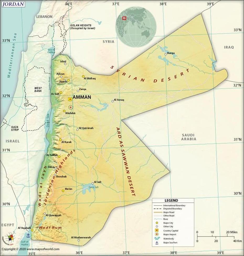 Middle East  Jordan River, Aqaba Jordan, Key Facts, Ashshajarah, Jordan