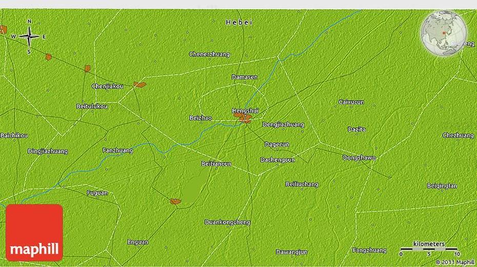 Physical 3D Map Of Hengshui, Hengshui, China, Hebei Province China, Hefei China