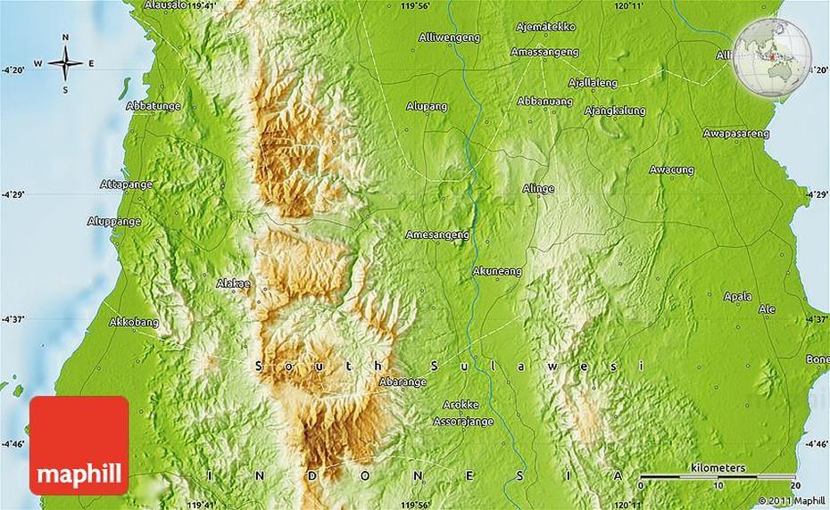 Physical Map Of Barru, Barru, Indonesia, Logo Barru, Ruthenium  Bars