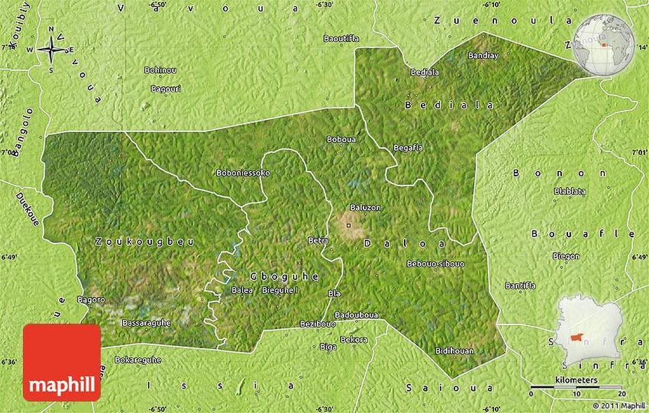 Satellite Map Of Daloa, Physical Outside, Daloa, Côte D’Ivoire, La Cote D’Ivoire, San Pedro Cote D’Ivoire