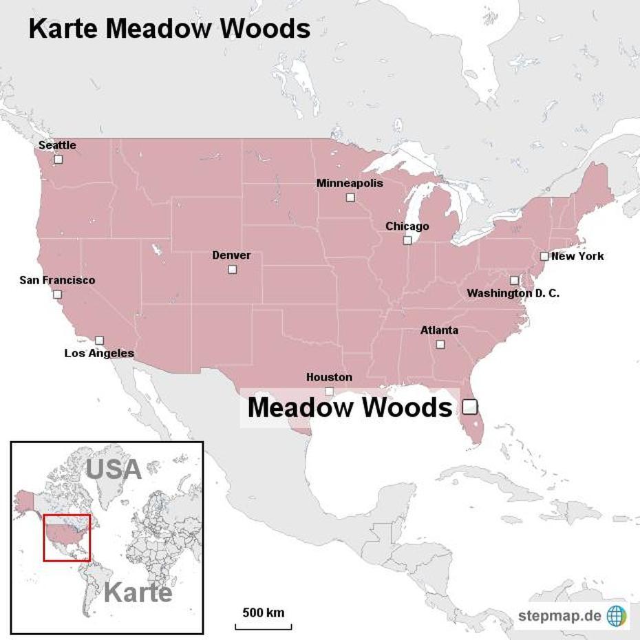 Stepmap – Karte Meadow Woods – Landkarte Fur Usa, Meadow Woods, United States, United States  Simple, Vintage Puzzle  United States