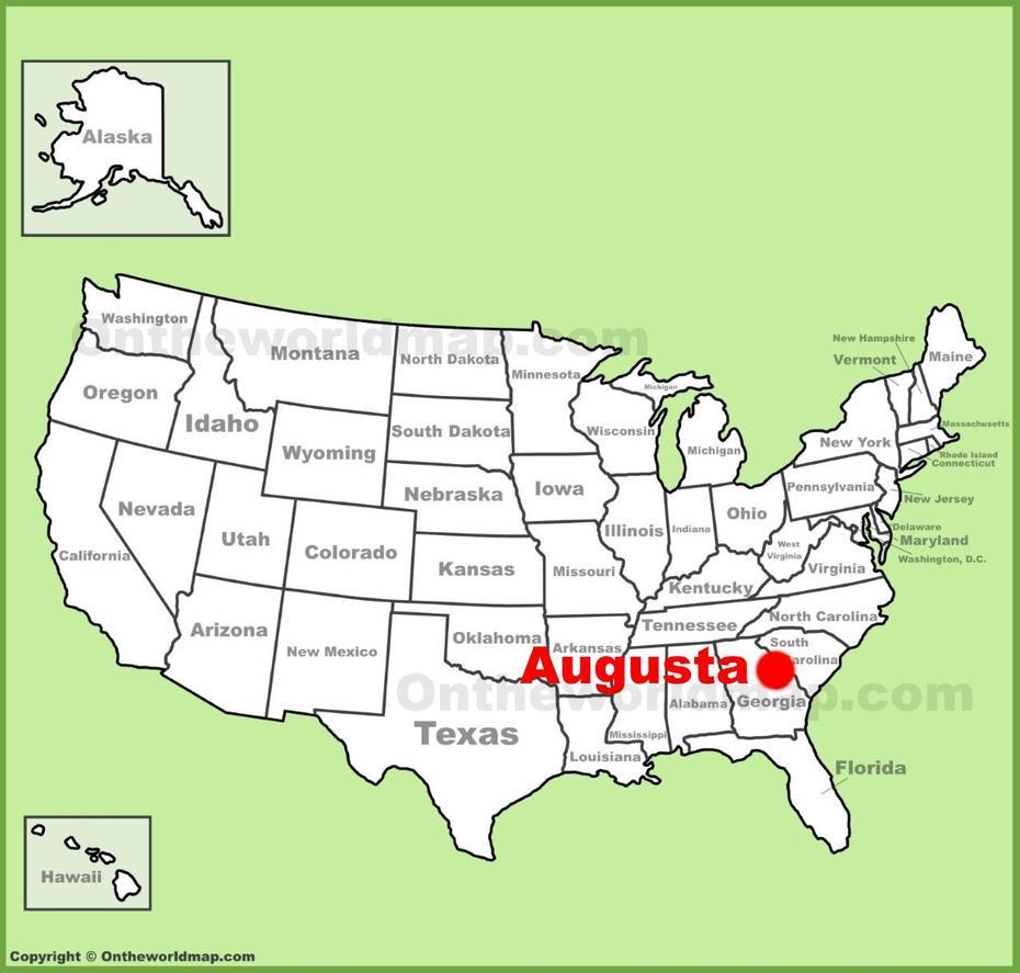 Augusta (Georgia) Location On The U.S. Map, Augusta, United States, United States  Colored, United States  With Capitals Only